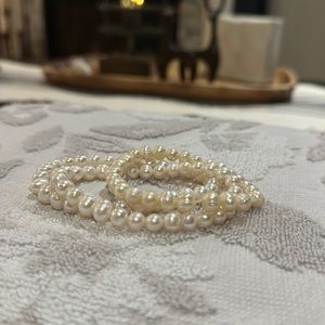 Macy’s 3-Pc. Set White Cultured Freshwater Pearl (6-1/2 mm) Stretch Bracelets